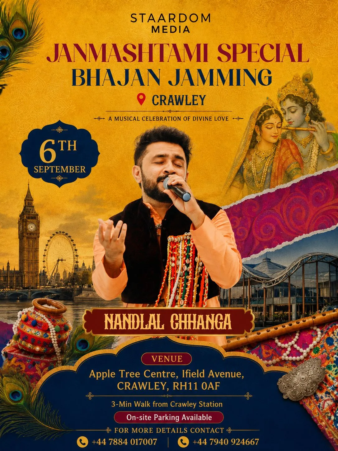 Janmashtami Special Bhajan Jamming Event Poster - Crawley Venue by Staardom
